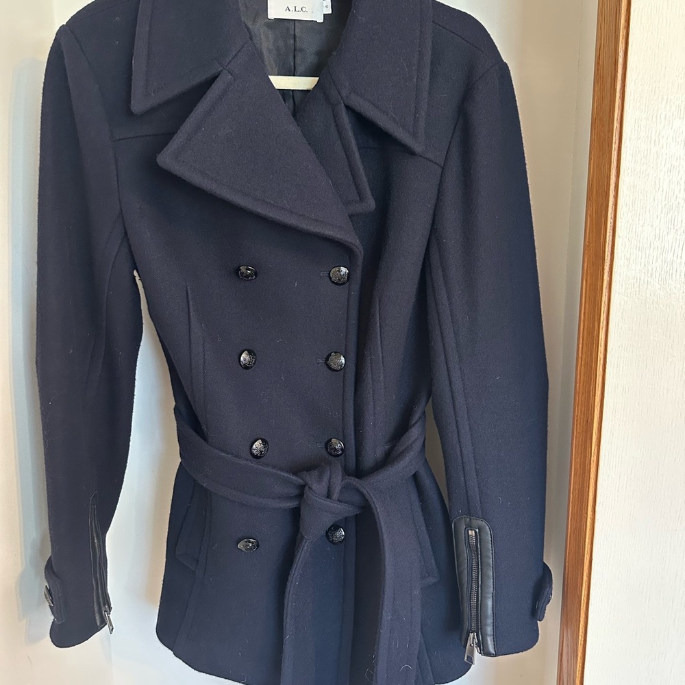 A.L.C. Navy Double-Breasted Wool Pea Coat